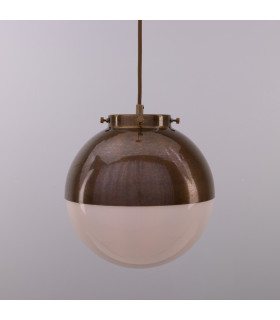 Florence Globe Pendant Light Antique Brass Opal Glass-1