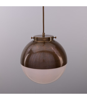 Florence Globe Pendant Light Antique Brass Opal Glass-2