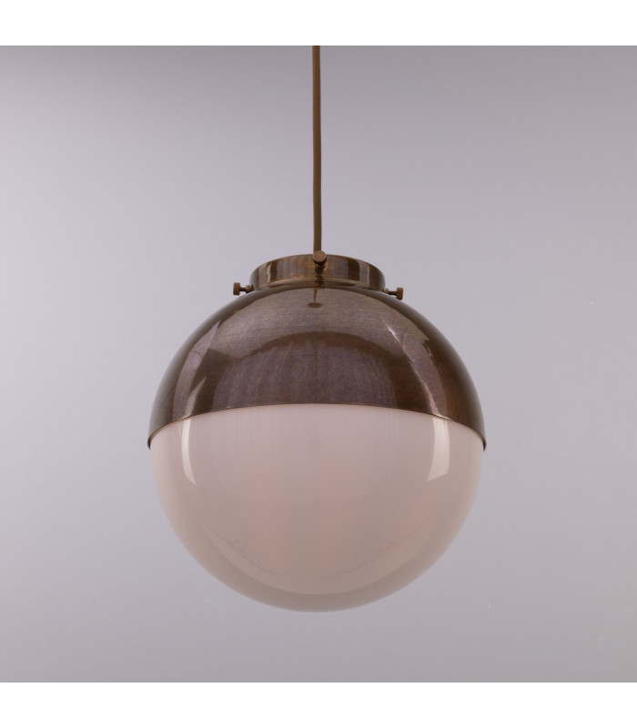 Florence Globe Pendant Light Antique Brass Opal Glass-3