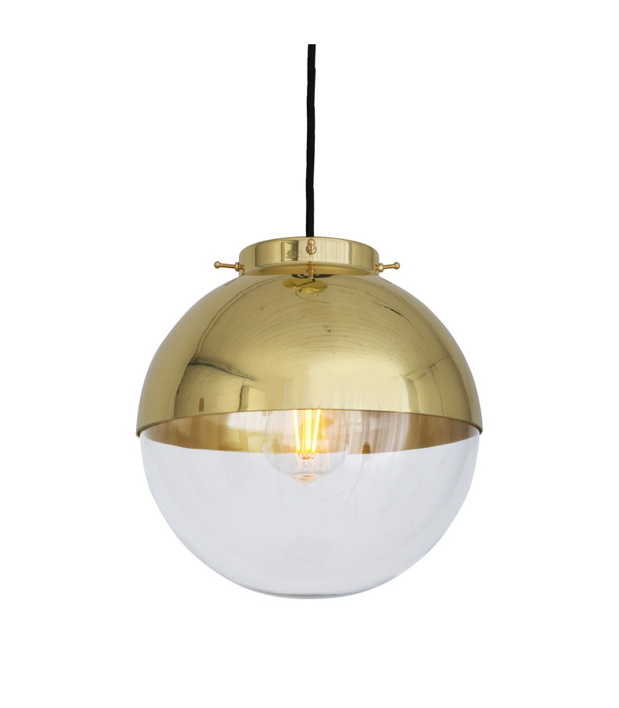 Florence Globe Pendant Light Polished Brass Clear Glass-1
