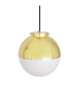 Florence Globe Pendant Light Polished Brass Opal Glass