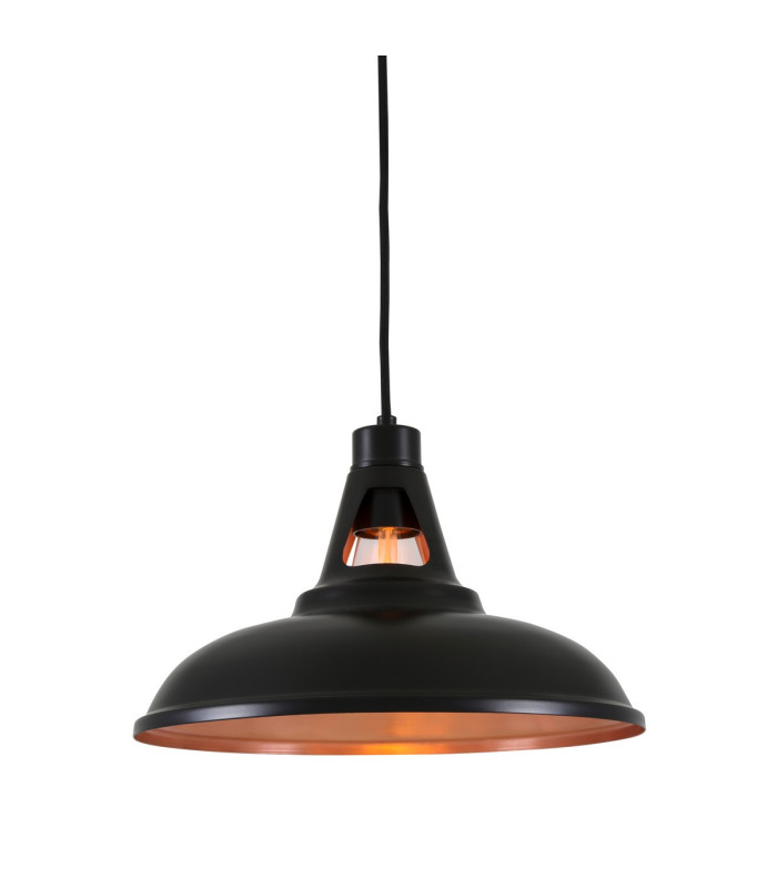 Alma Dome Pendant Light Matt Black & Satin Copper-1