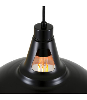 Alma Dome Pendant Light Matt Black & Satin Copper-5
