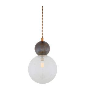 Helena Globe Pendant Antique Brass Clear Glass