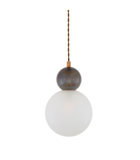 Helena Globe Pendant Antique Brass Frosted Glass