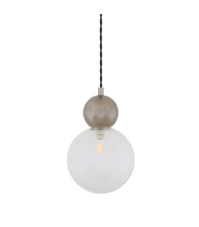 Helena Globe Pendant Antique Silver Clear Glass