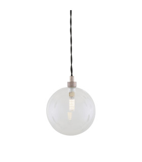 Madlin Globe Pendant Antique Silver Clear Glass