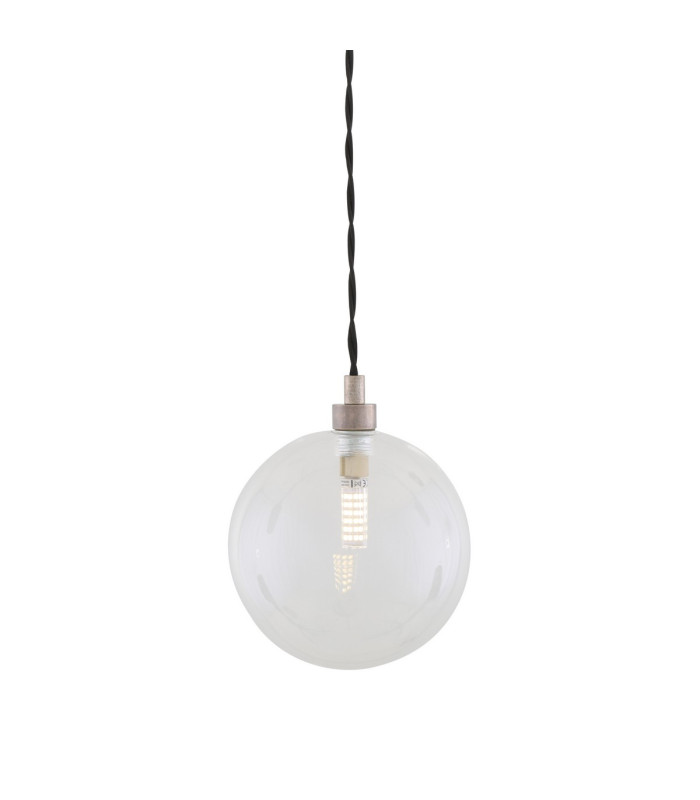 Madlin Globe Pendant Antique Silver Clear Glass