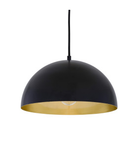 Avon 30cm Dome Pendant Matt Black Satin Brass Inner-1