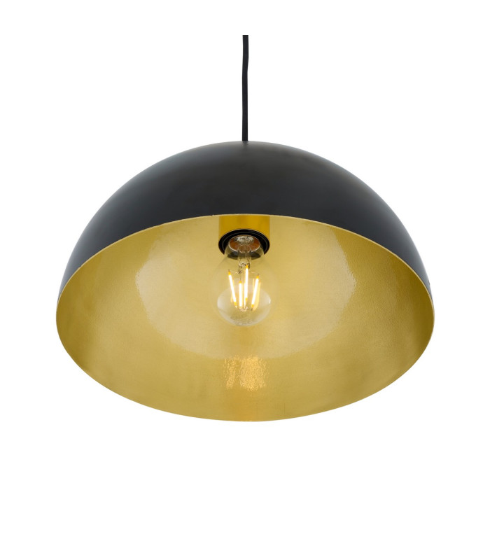 Avon 30cm Dome Pendant Matt Black Satin Brass Inner-3