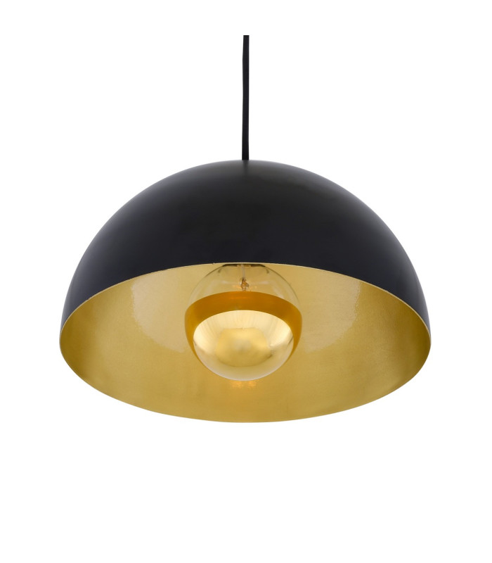 Avon 30cm Dome Pendant Matt Black Satin Brass Inner-4