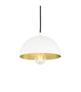 Avon 20cm Dome Pendant White Brass Inner-1