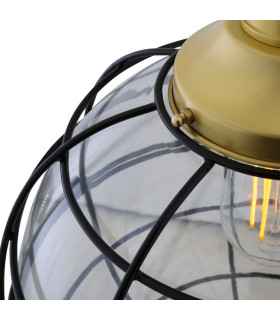 Hudson 30cm Cage Pendant Satin Brass Clear Glass-2