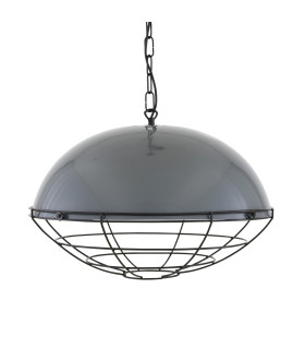 Austin Dome Pendant Grey & White Inner Black Cage