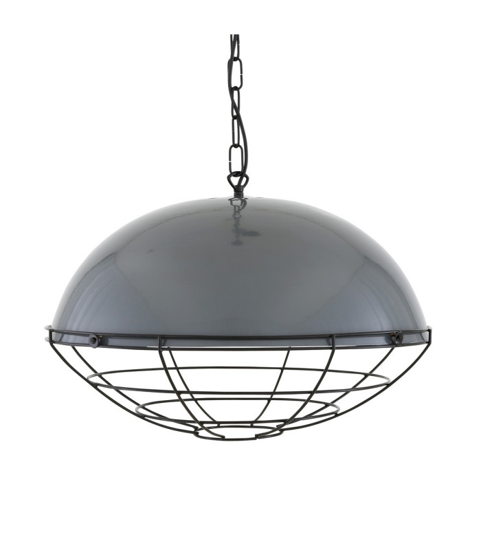 Austin Dome Pendant Grey & White Inner Black Cage