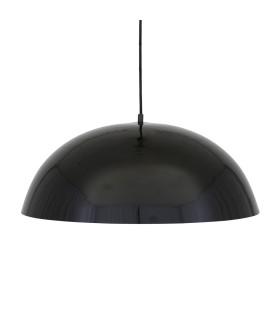 Prague Dome Pendant Matt Black & White Inner-1