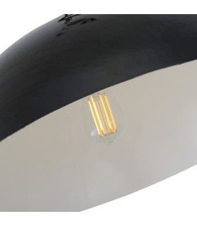 Prague Dome Pendant Matt Black & White Inner-2