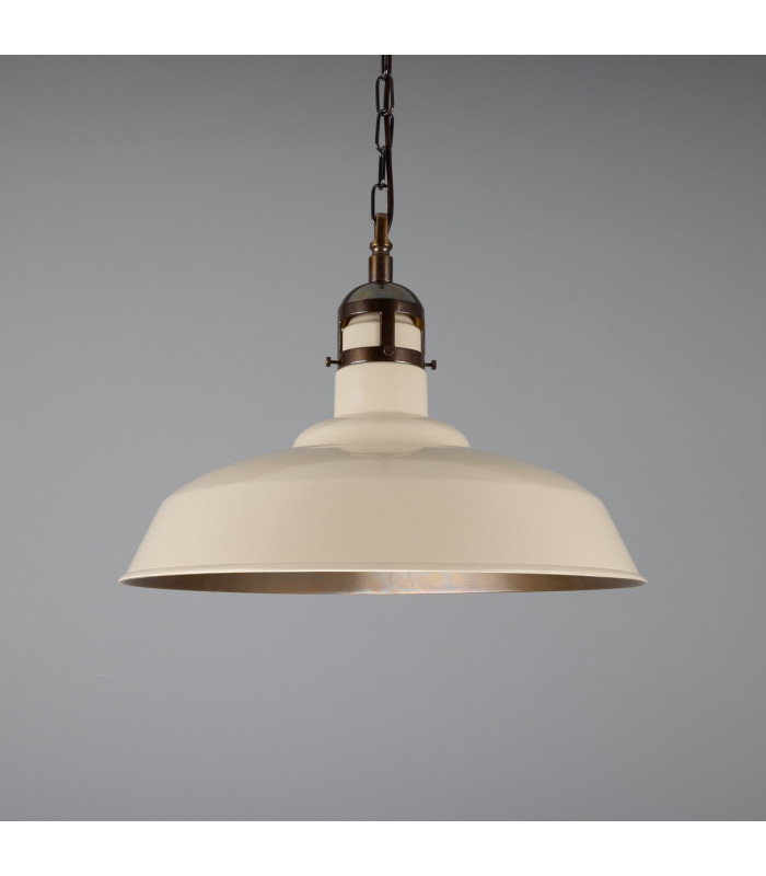 Matlock Dome Pendant Antique Brass Vanilla Cream-1