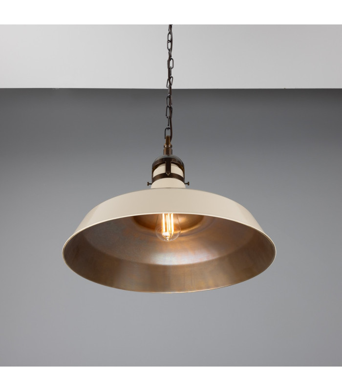 Matlock Dome Pendant Antique Brass Vanilla Cream-3