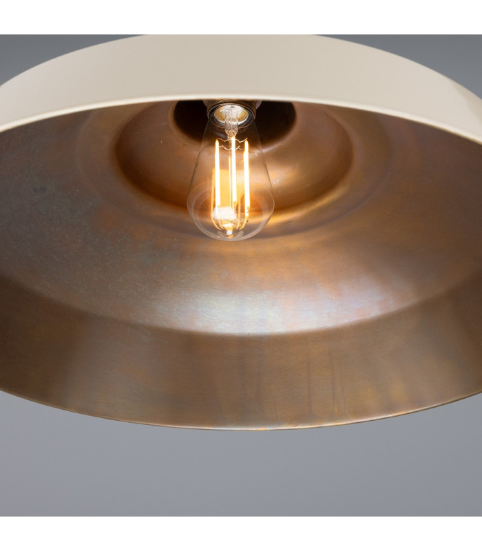 Matlock Dome Pendant Antique Brass Vanilla Cream-4