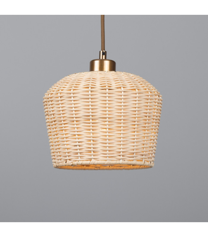 Manila Rattan Small Dome Pendant Antique Brass-1