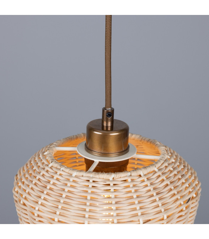 Manila Rattan Small Dome Pendant Antique Brass-4