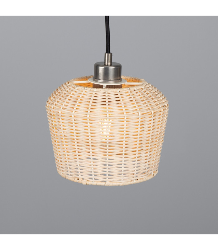 Manila Rattan Small Dome Pendant Antique Silver-2