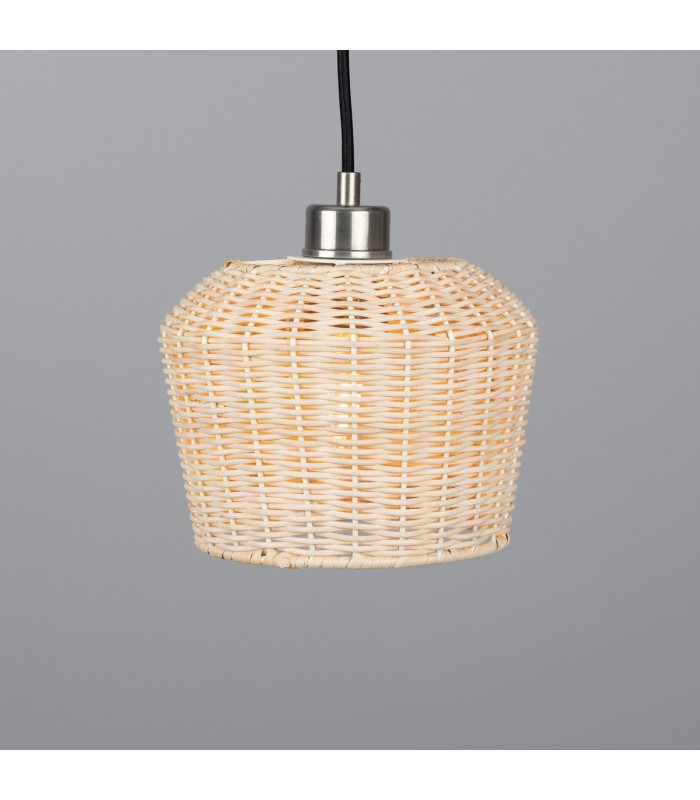 Manila Rattan Small Dome Pendant Antique Silver-3