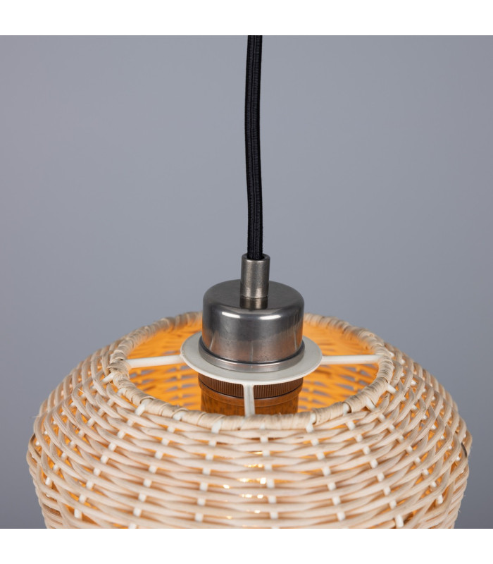 Manila Rattan Small Dome Pendant Antique Silver-4