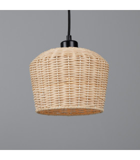 Manila Rattan Small Dome Pendant Matte Black-1