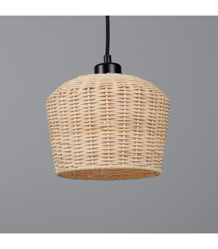Manila Rattan Small Dome Pendant Matte Black-1