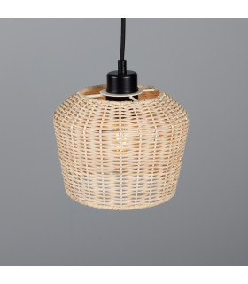 Manila Rattan Small Dome Pendant Matte Black-2