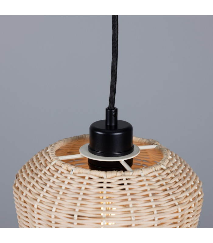 Manila Rattan Small Dome Pendant Matte Black-4