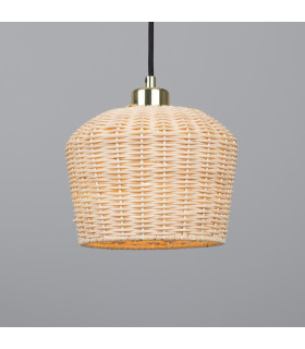 Manila Rattan Small Dome Pendant Polished Brass-1