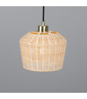 Manila Rattan Small Dome Pendant Polished Brass-2