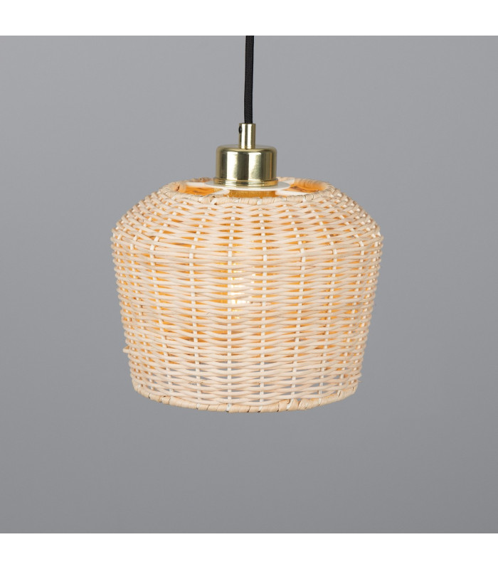 Manila Rattan Small Dome Pendant Polished Brass-2