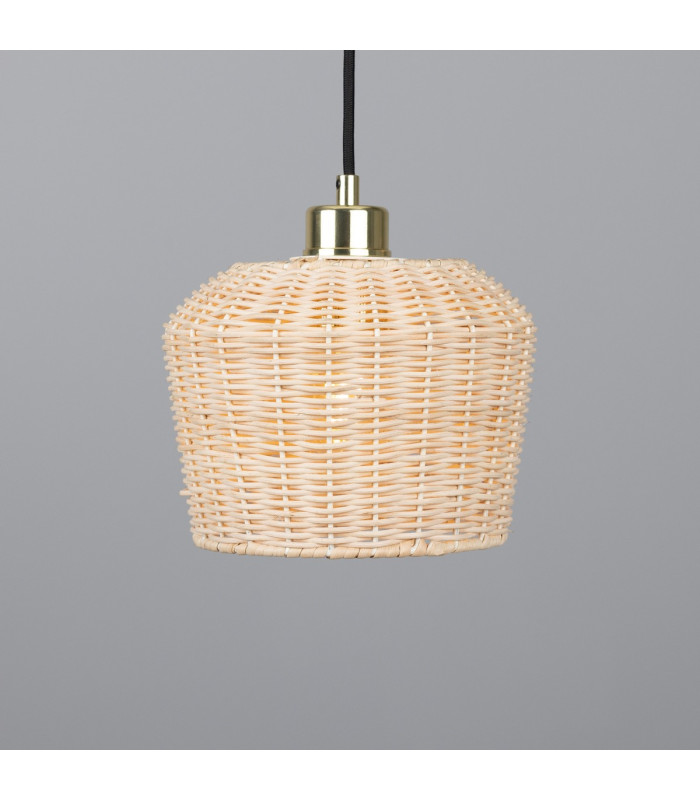 Manila Rattan Small Dome Pendant Polished Brass-3