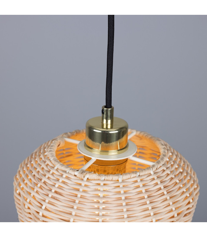 Manila Rattan Small Dome Pendant Polished Brass-4