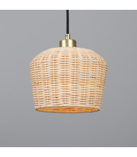 Manila Rattan Small Dome Pendant Satin Brass-1