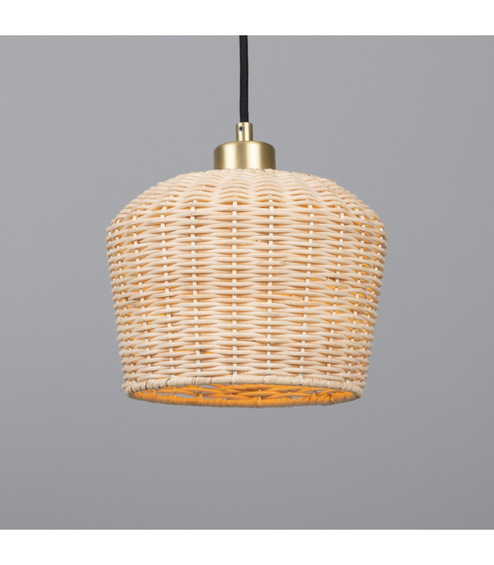 Manila Rattan Small Dome Pendant Satin Brass-1