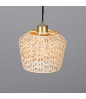 Manila Rattan Small Dome Pendant Satin Brass-2