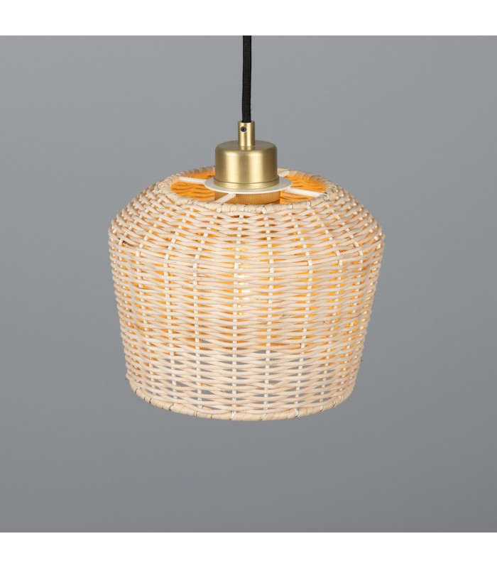 Manila Rattan Small Dome Pendant Satin Brass-2