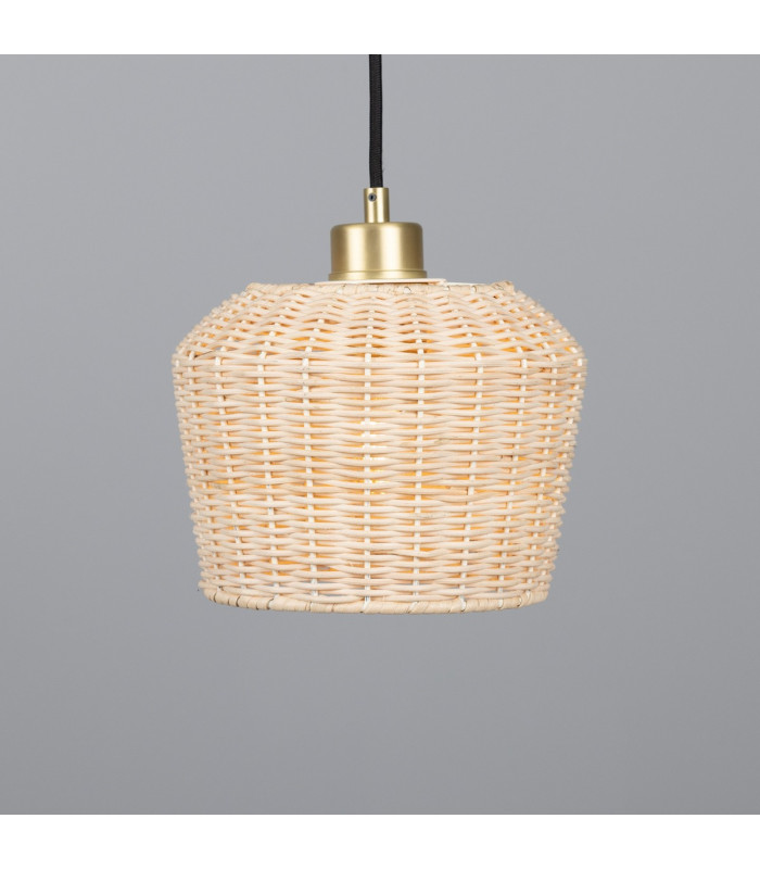 Manila Rattan Small Dome Pendant Satin Brass-3