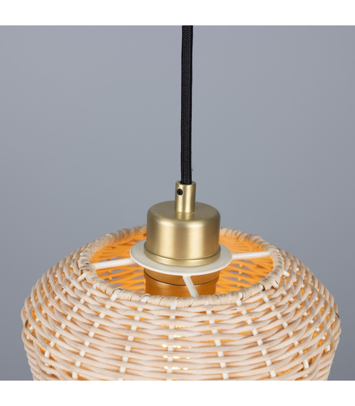 Manila Rattan Small Dome Pendant Satin Brass-4