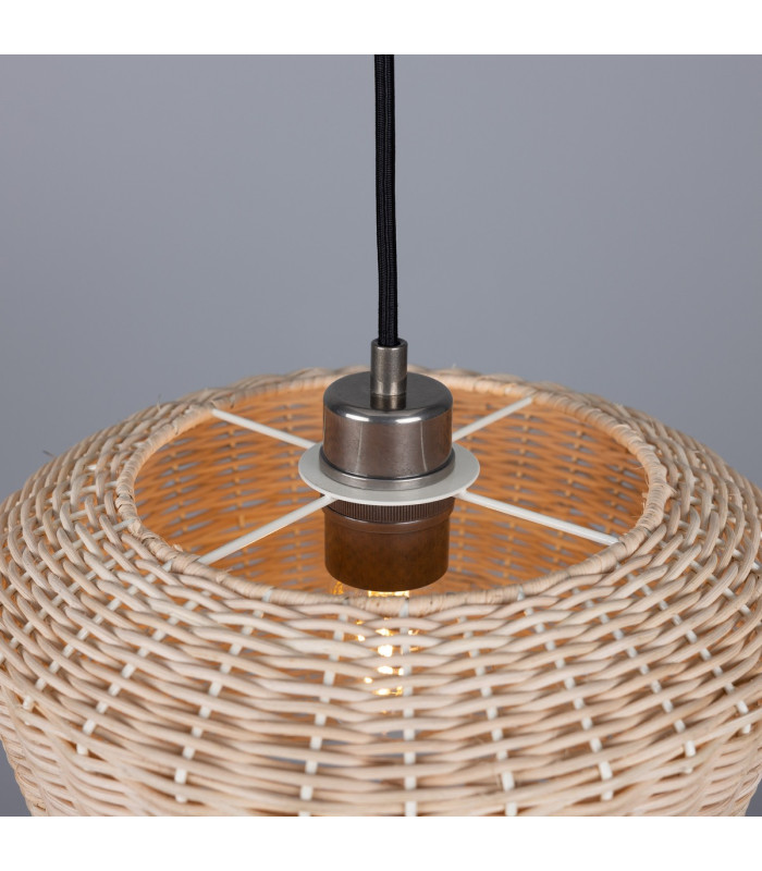 Manila Rattan Large Dome Pendant Antique Silver-4