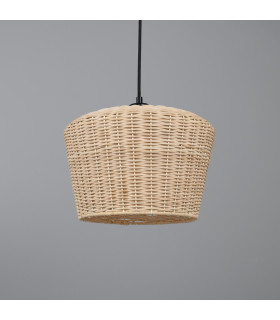 Manila Rattan Large Dome Pendant Matt Black-1