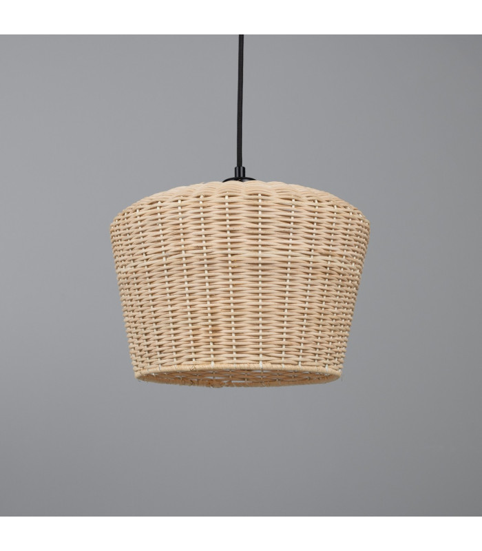 Manila Rattan Large Dome Pendant Matt Black-1