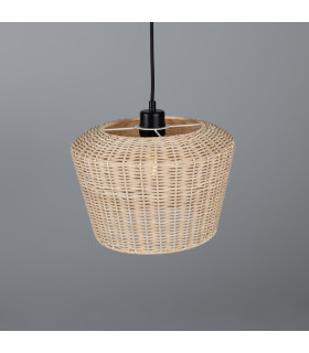 Manila Rattan Large Dome Pendant Matt Black-2