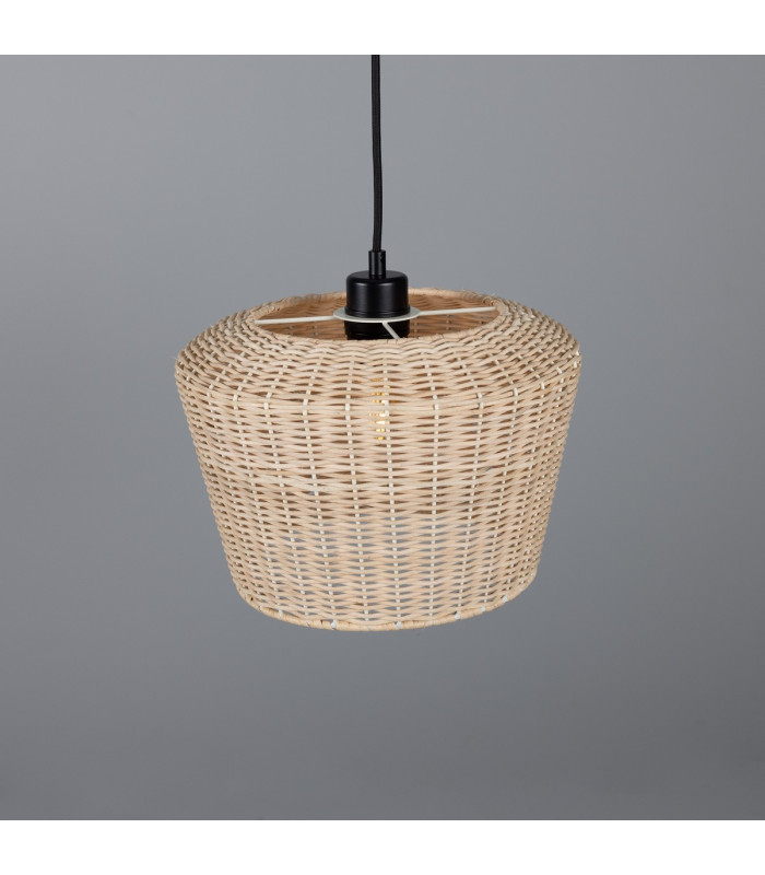 Manila Rattan Large Dome Pendant Matt Black-2