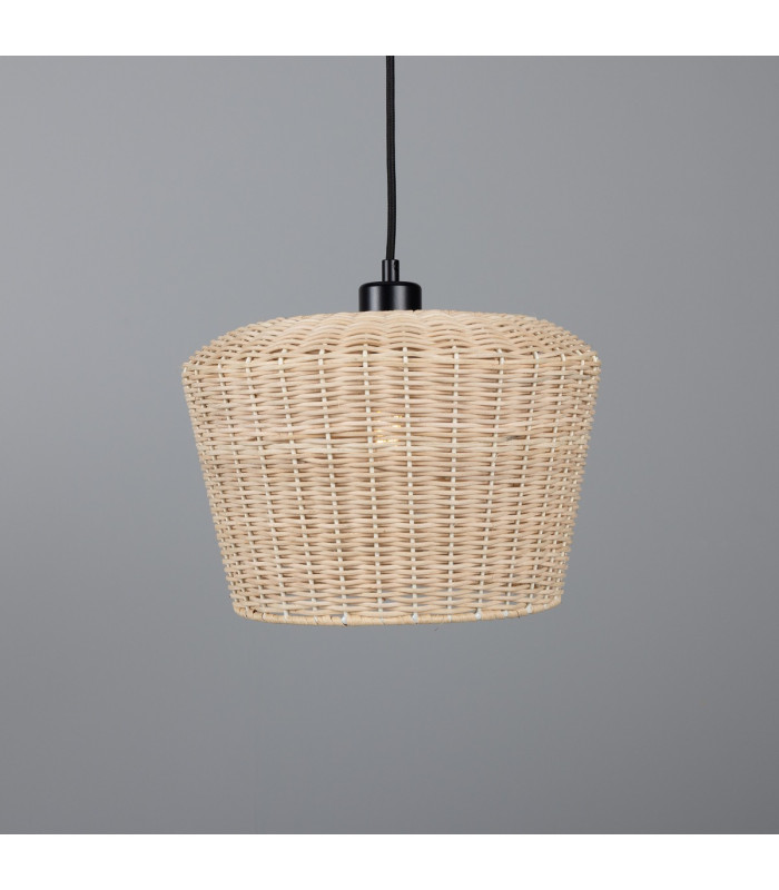 Manila Rattan Large Dome Pendant Matt Black-3